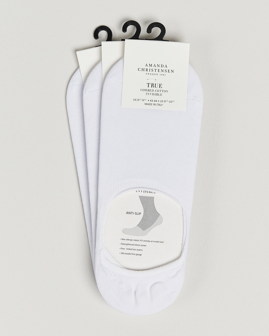 Amanda Christensen 3-Pack True Cotton Invisible Socks White – Blanc