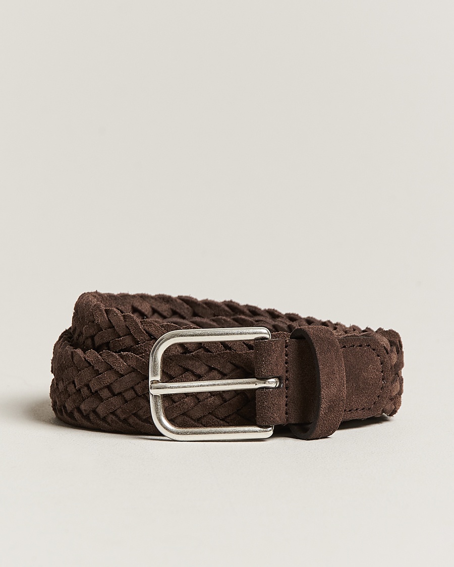 Anderson's Woven Suede Belt 3 cm Dark Brown – Bruin