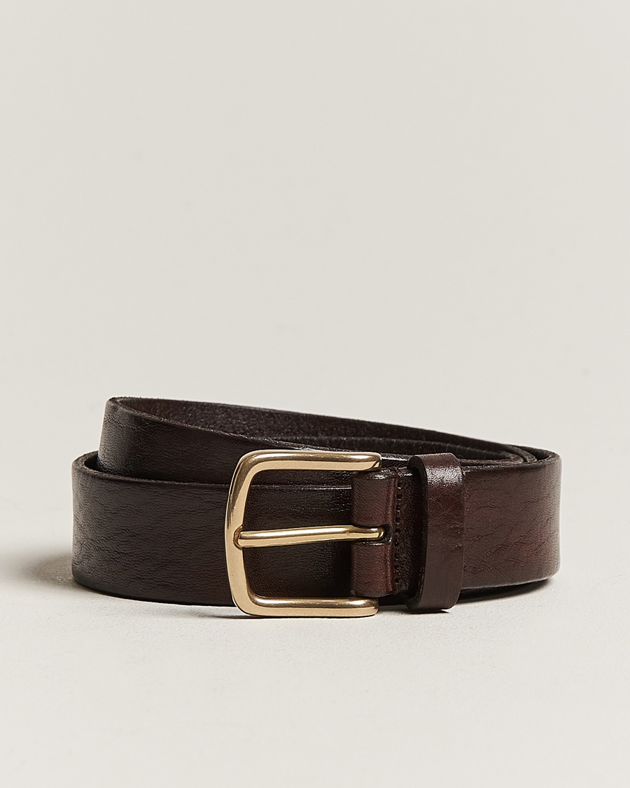 Heren | Trouwpak | Anderson's | Leather Belt 3 cm Dark Brown