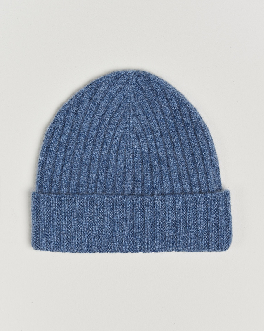  Amanda ChristensenRib Knitted Cashmere CapBlue Melange – Bleu
