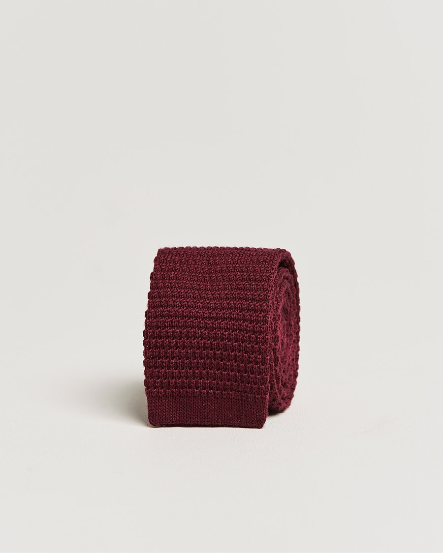  Amanda ChristensenWool Knitted 6cm TieWine – Rood