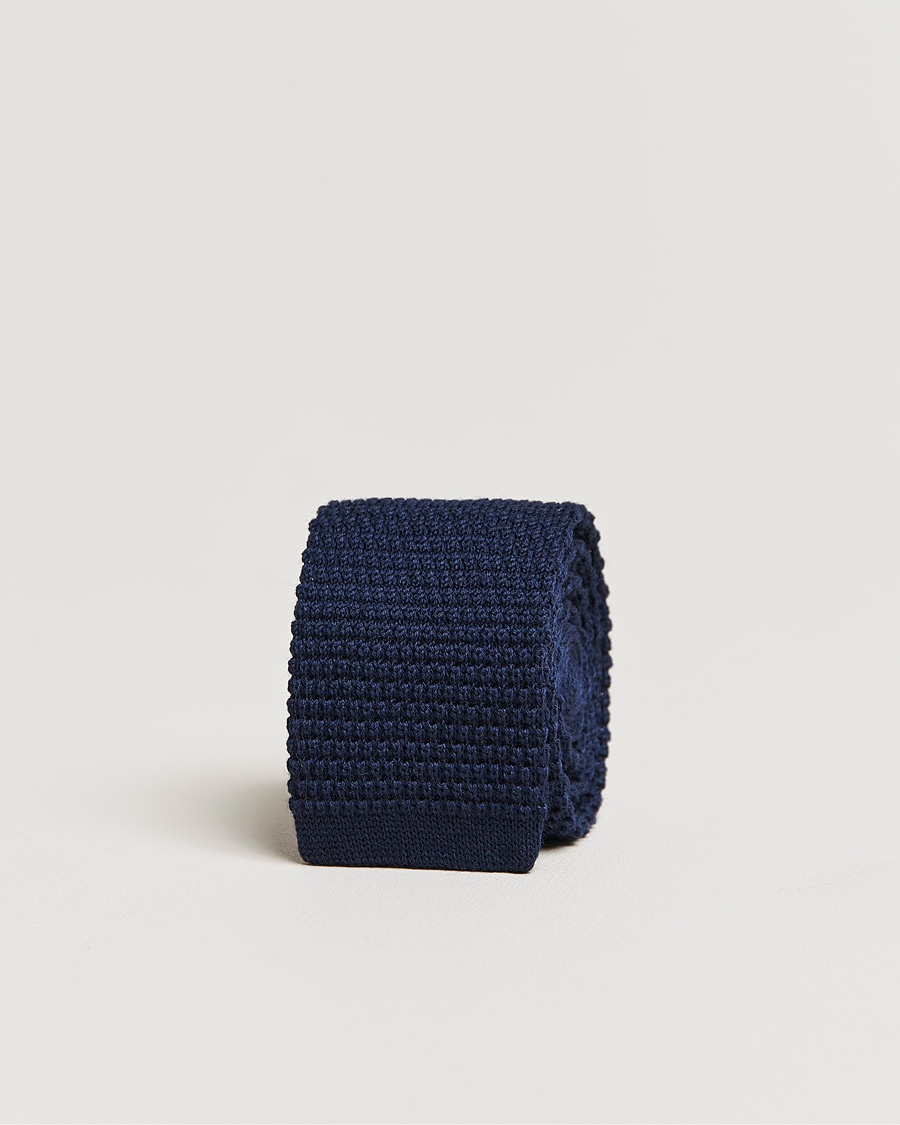 Amanda Christensen Amanda ChristensenWool Knitted 6cm TieNavy – Bleu