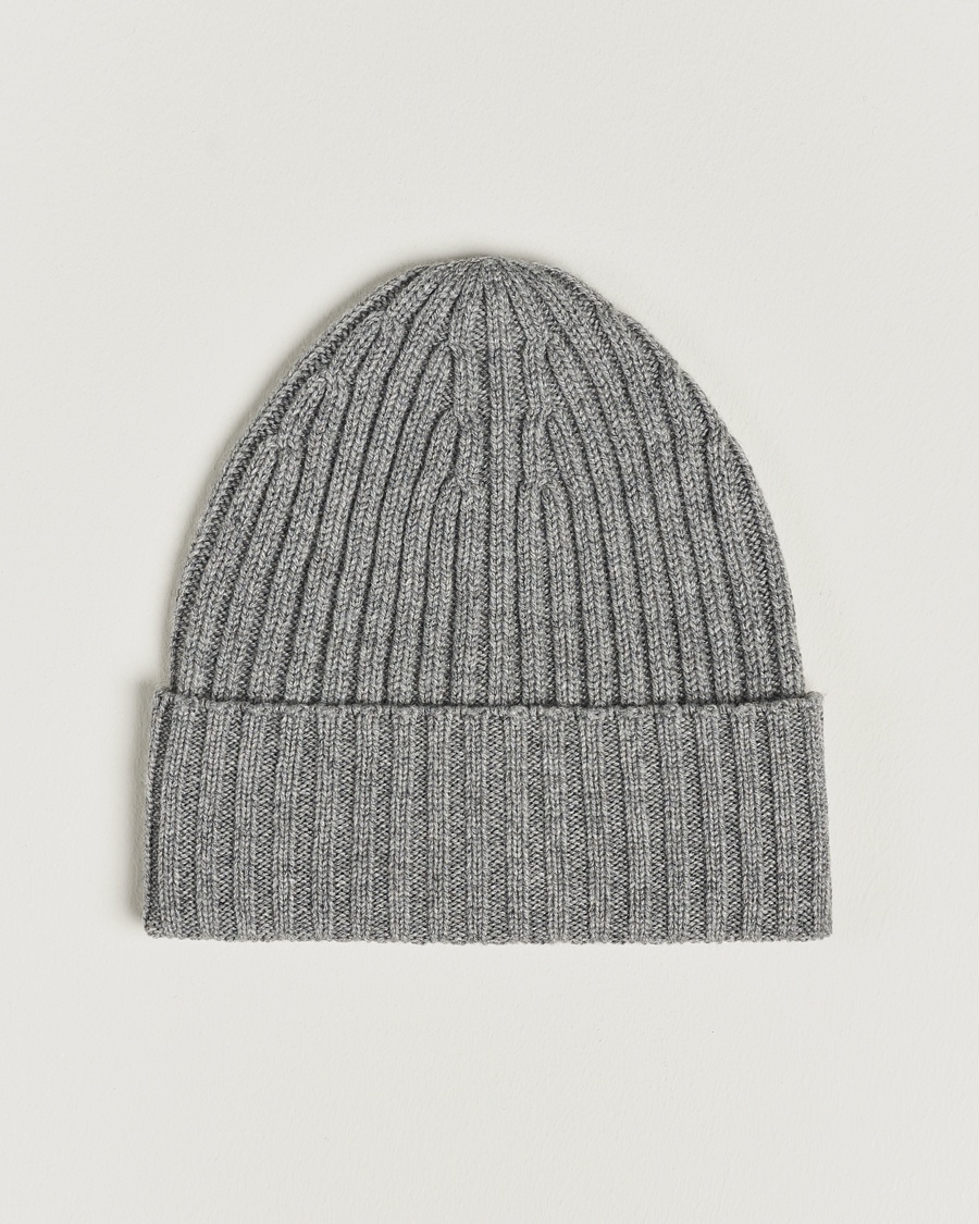 Piacenza Cashmere Ribbed Cashmere Beanie Grey Melange – Gris