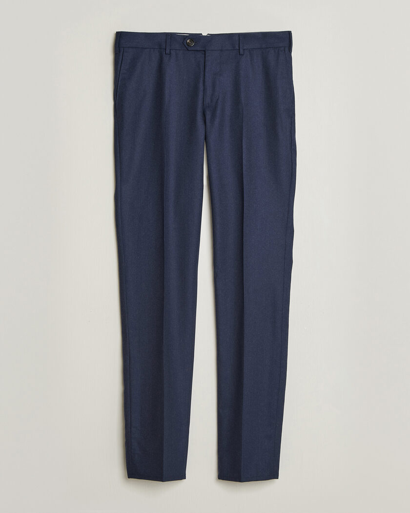 Brunello Cucinelli Slim Fit Flannel Trousers Navy – Bleu