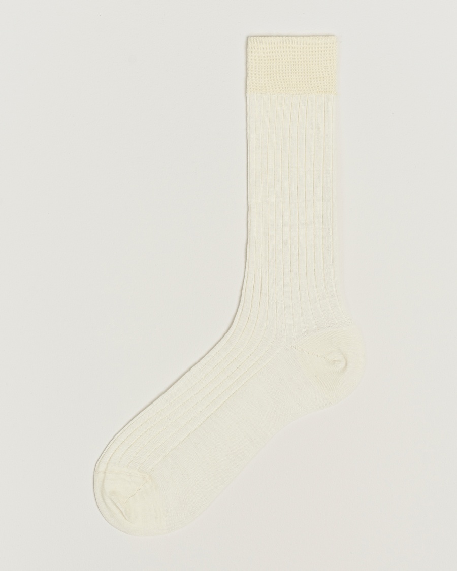 Homme | Bientôt En Stock | Bresciani | Wool/Nylon Ribbed Short Socks White