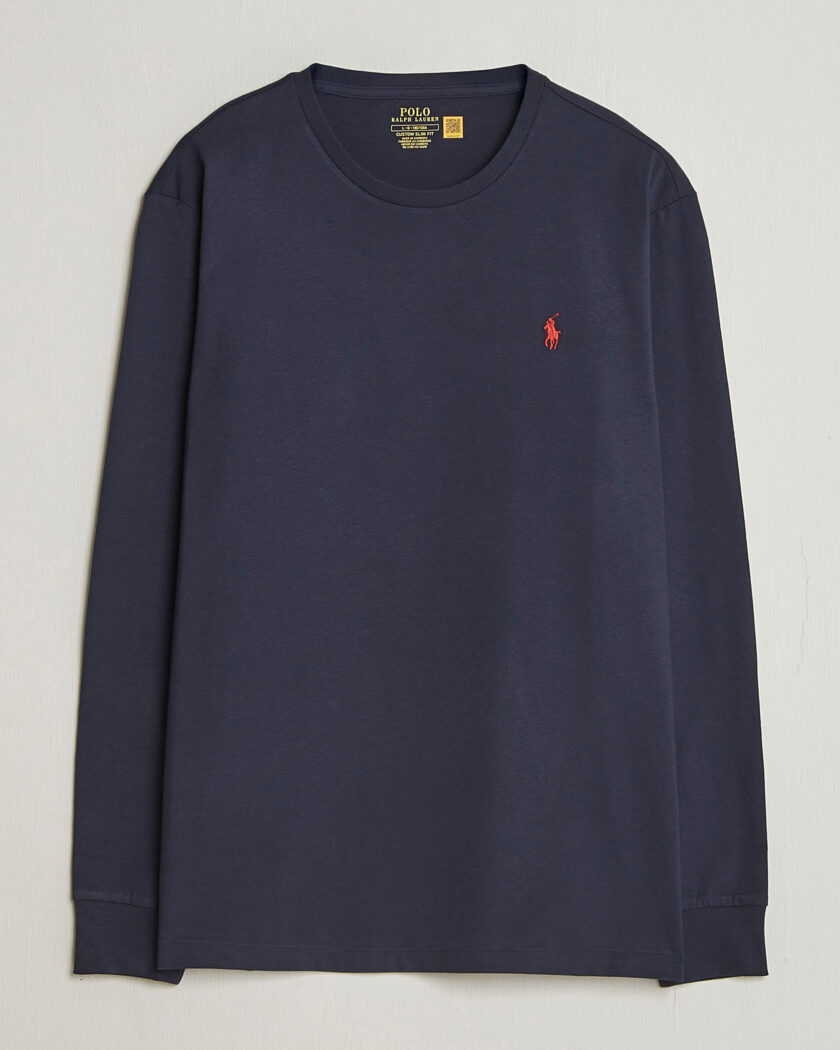 Polo Ralph Lauren Custom Slim Fit Long Sleeve Tee Ink – Blauw