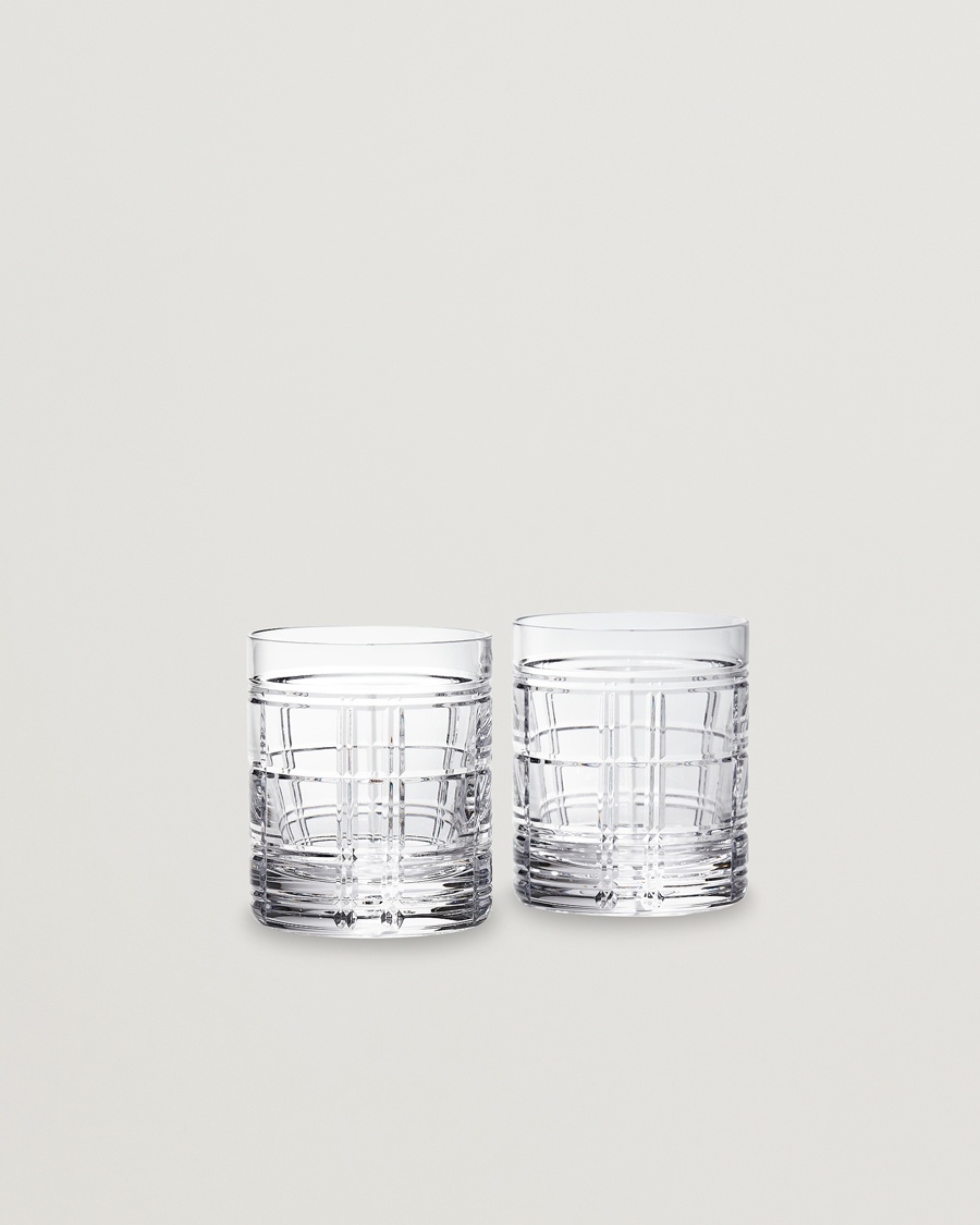 Ralph Lauren Home Hudson Plaid Crystal Glass 2pcs Clear – Transparant