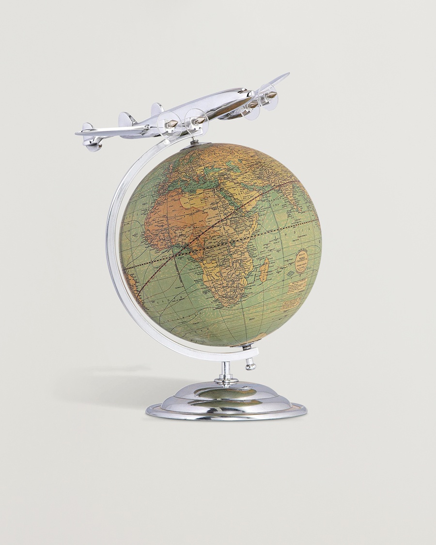 Homme | Pour La Maison | Authentic Models | On Top Of The World Globe and Plane Silver