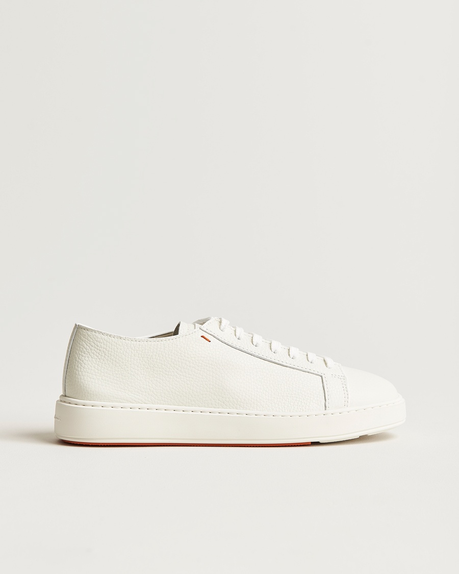 Homme | Baskets Blanches | Santoni | Low Top Grain Leather Sneaker White Calf