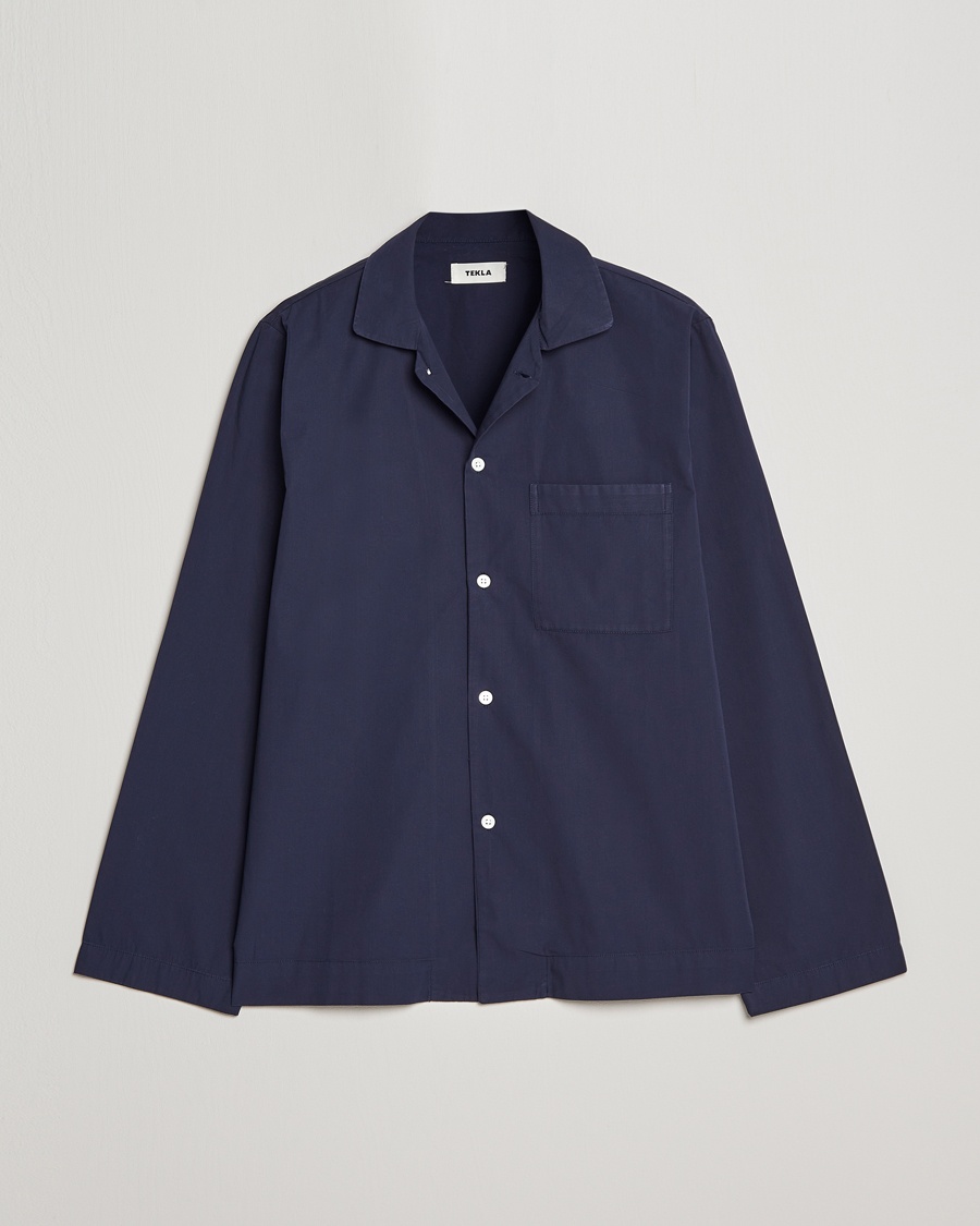 Tekla Poplin Pyjama Shirt True Navy – Bleu