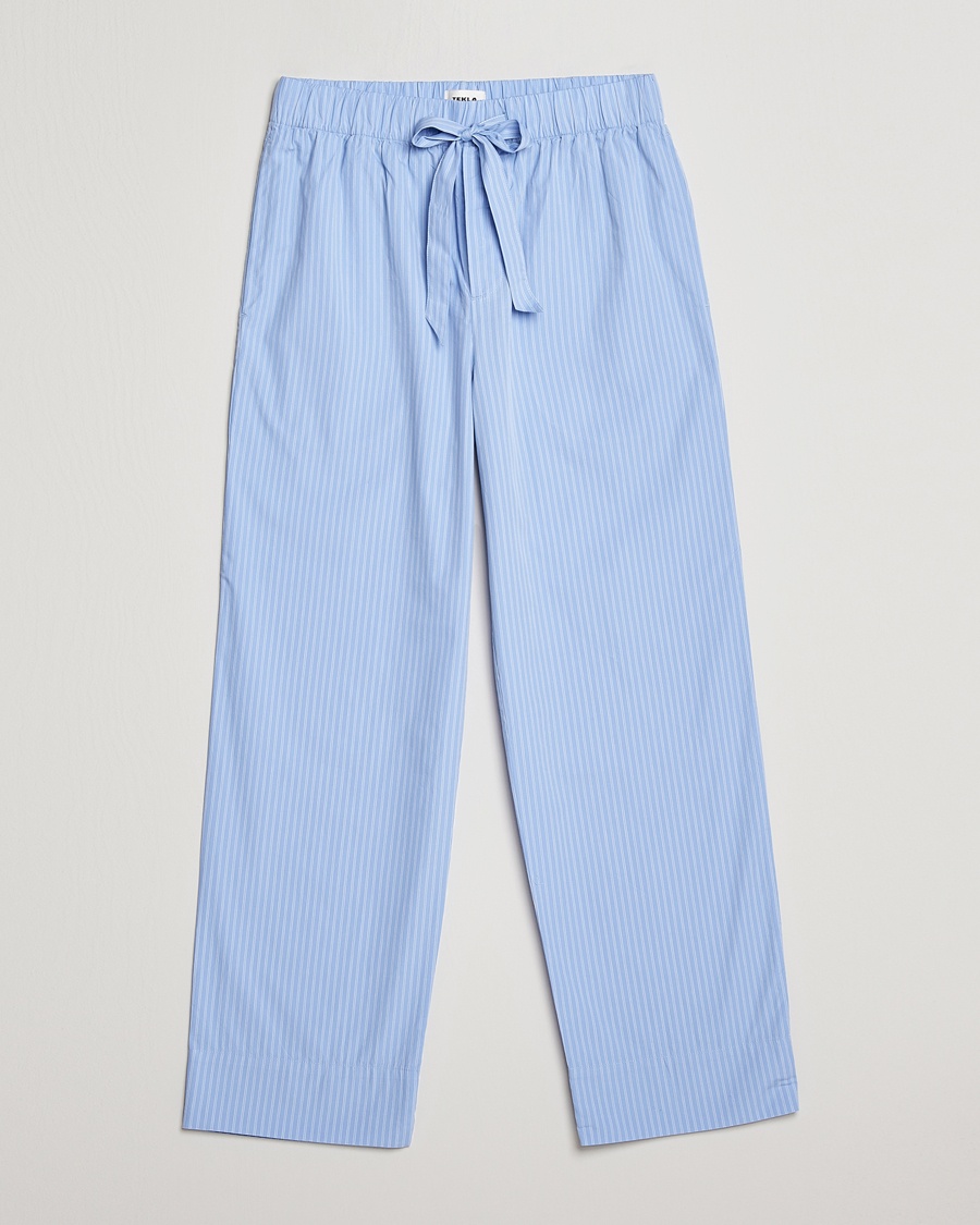 Tekla Poplin Pyjama Pants Pin Stripes – Bleu