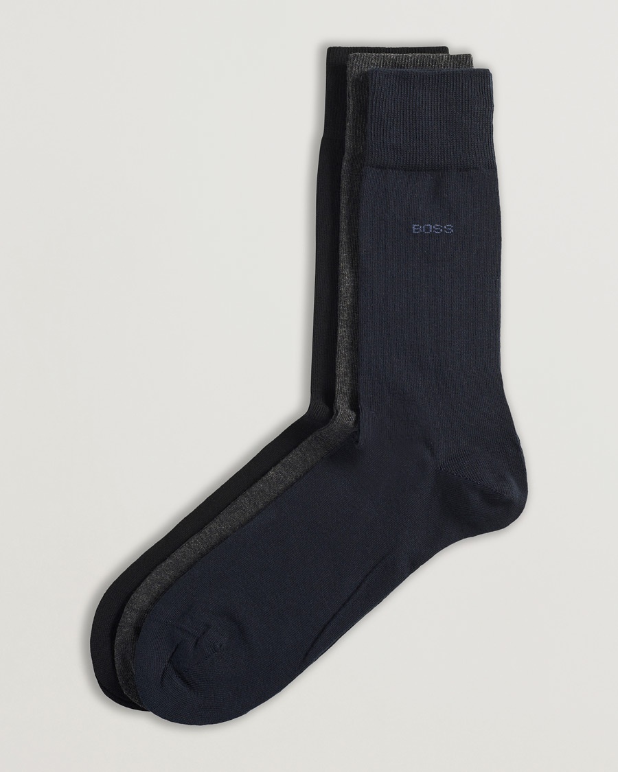 BOSS BLACK 3-Pack RS Uni Socks Navy/Black/Grey – Bleu