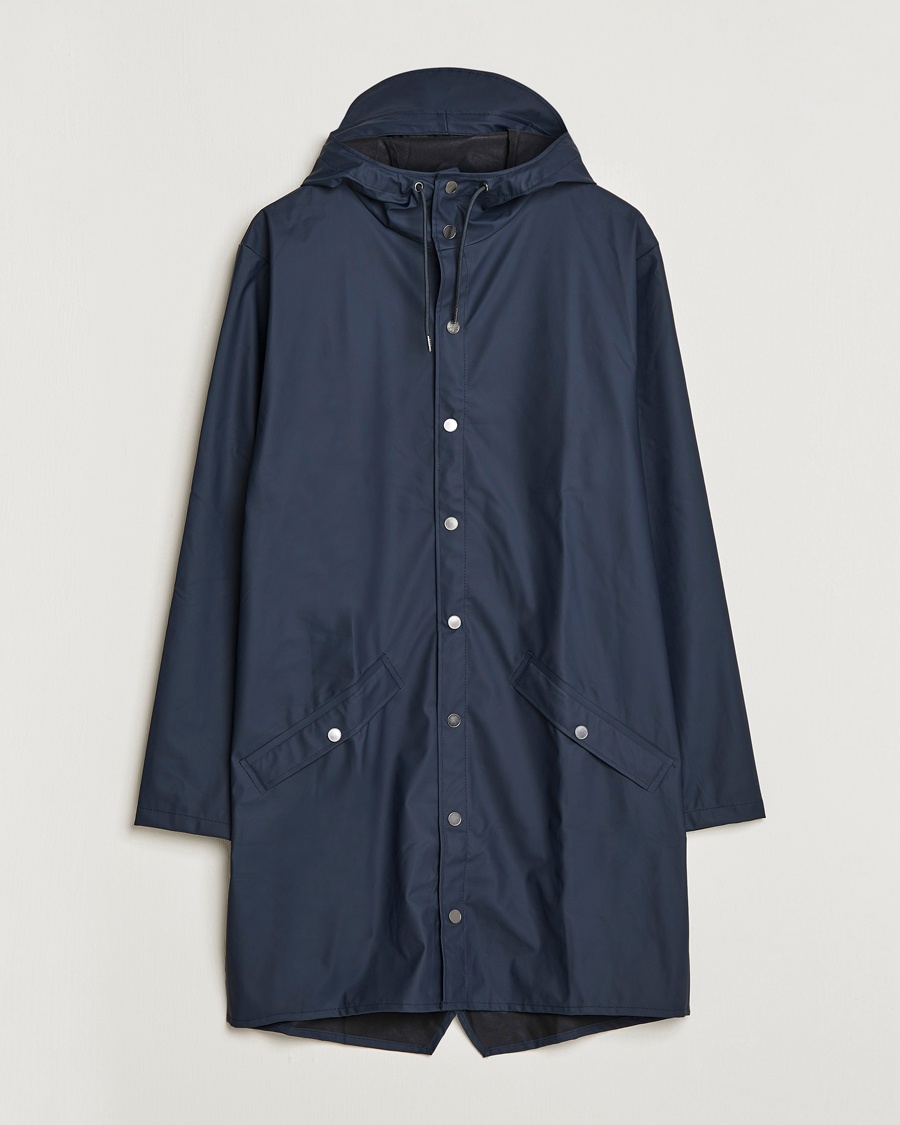 RAINS Long Jacket Navy – Blauw