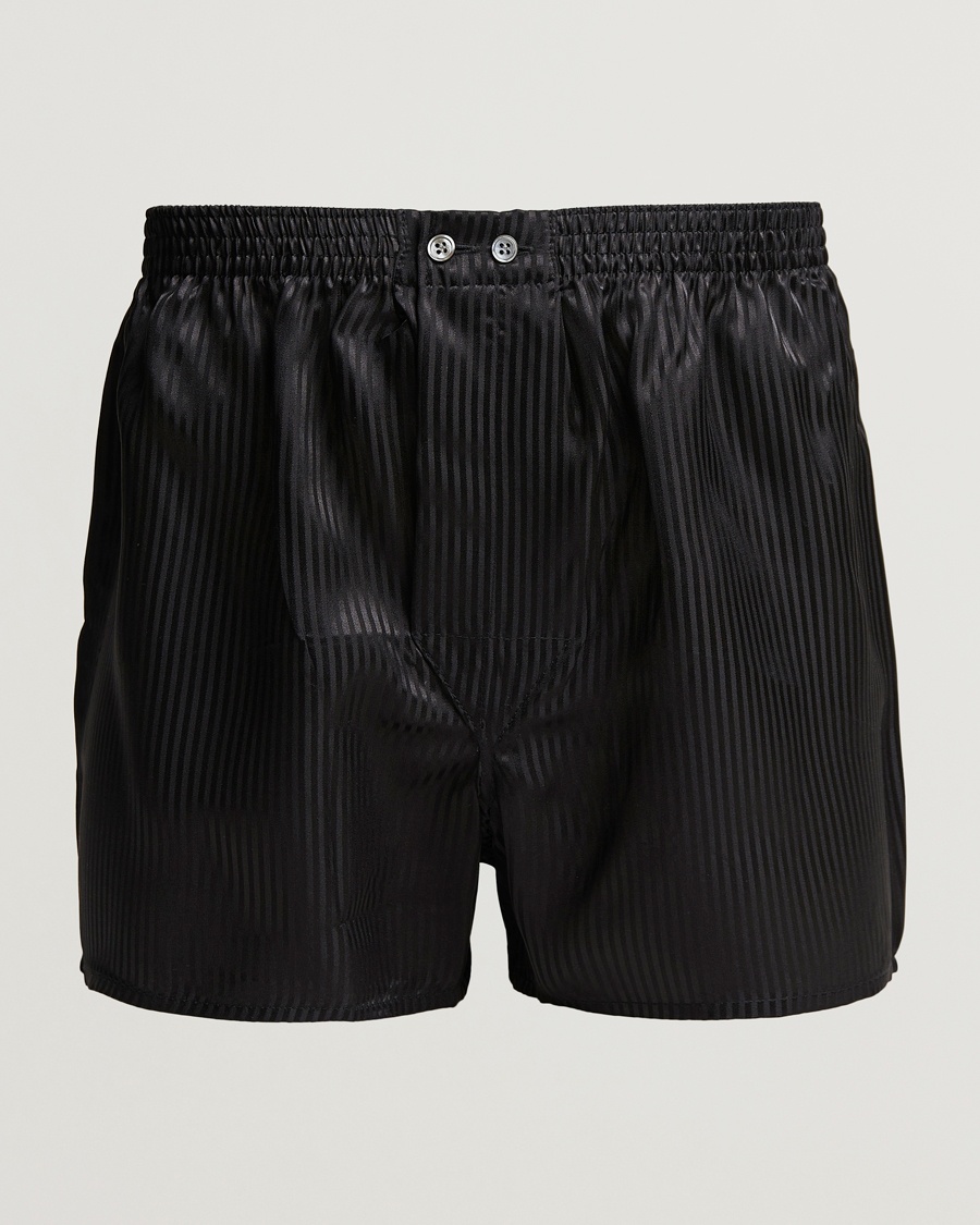 Derek Rose Classic Fit Silk Boxer Shorts Black – Noir