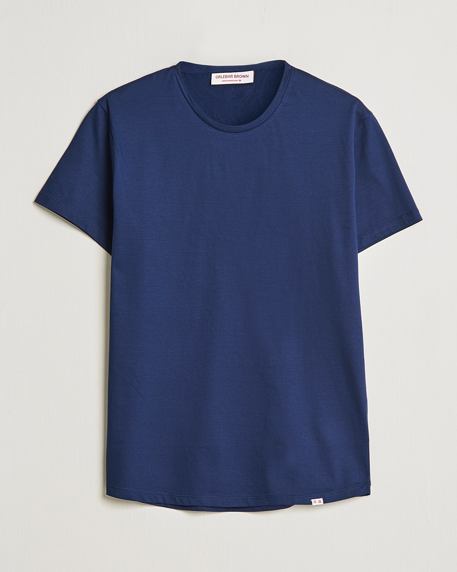 Heren | Orlebar Brown | Orlebar Brown | OB Crew Neck Mercerised Cotton Tee Navy