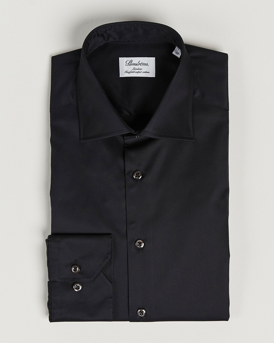 Stenströms Slimline Cut Away Shirt Black – Zwart