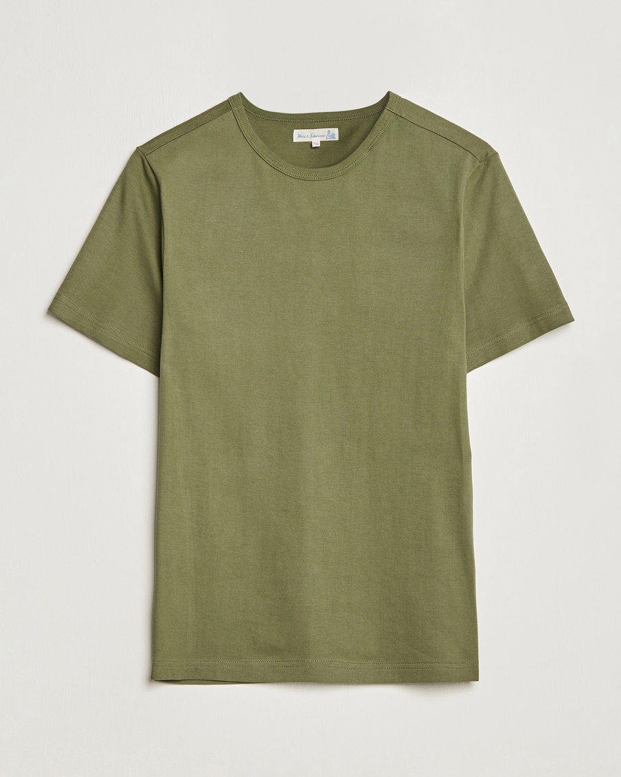Merz b. Schwanen 1950s Classic Loopwheeled T-shirt Army – Vert