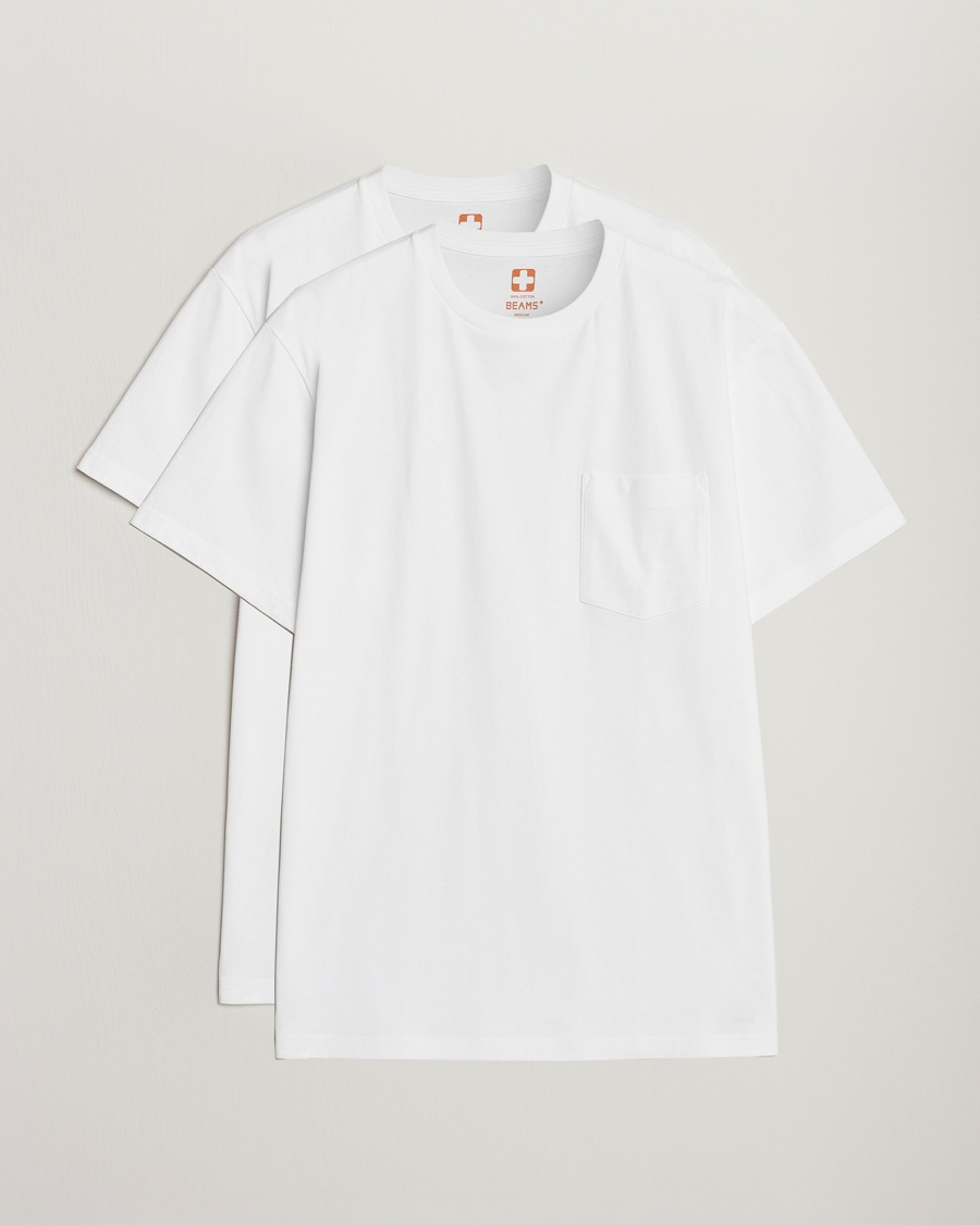 Heren | BEAMS PLUS | BEAMS PLUS | 2-Pack Pocket T-Shirt White