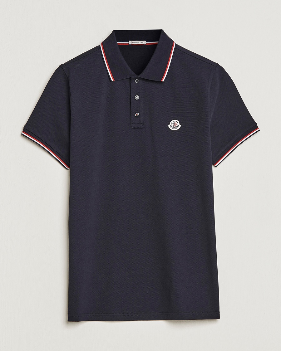 Moncler Contrast Rib Polo Navy – Bleu