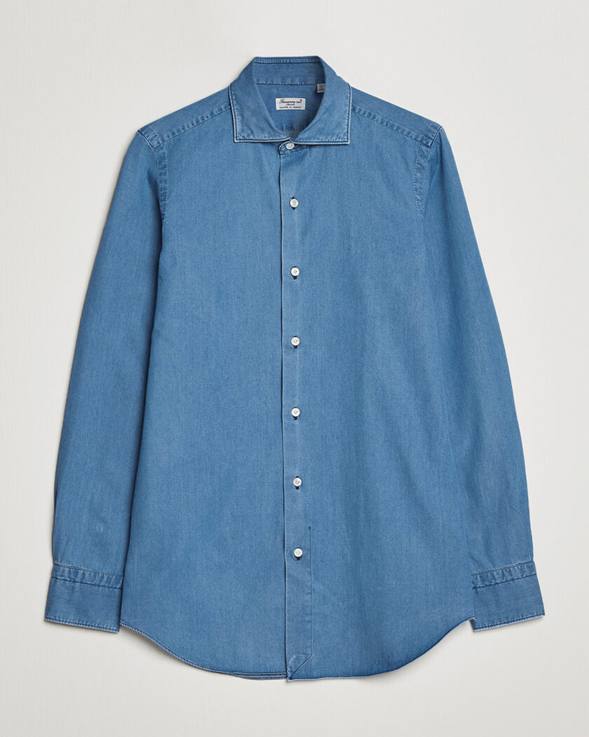 Finamore Napoli Milano Slim Denim Shirt Light Indigo – Bleu