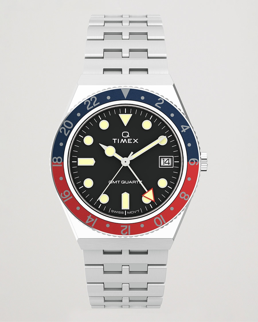 Timex Q Diver GMT 38mm Navy/Red – Argent
