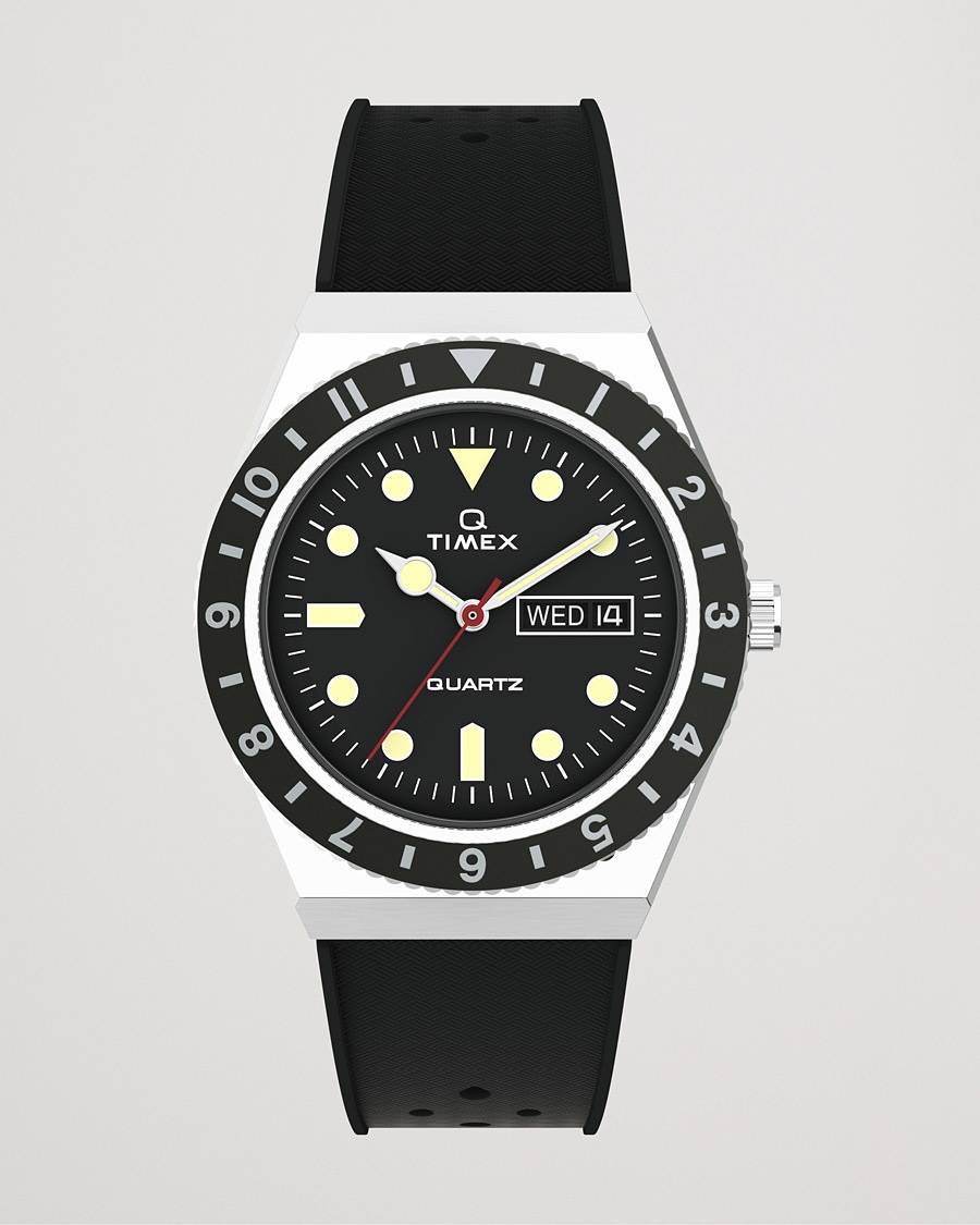 Timex Q Diver 38mm Rubber Strap Black – Zwart