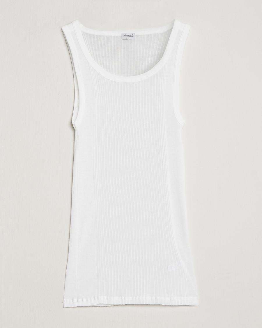 Zimmerli of Switzerland Ribbed Mercerized Cotton Tank Top White – Wit