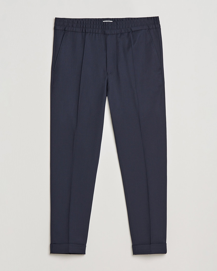 Filippa K Terry Gabardine Cropped Turn Up Trousers Navy – Bleu