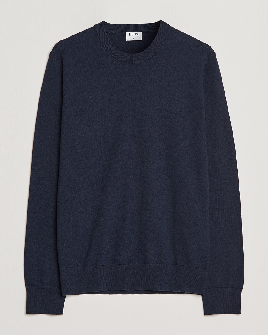 Homme | | Filippa K | Cotton Merino Basic Sweater Navy