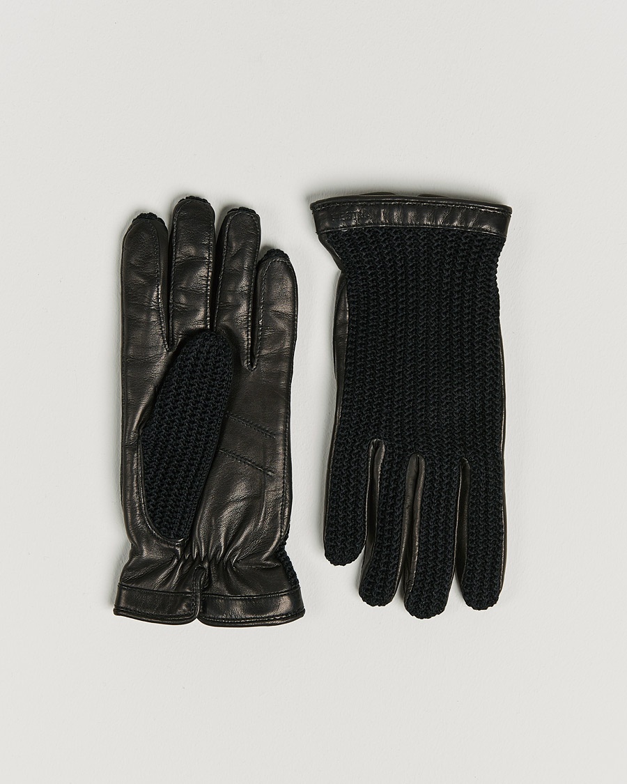 Homme | Gants en cuir | Hestra | Adam Crochet Wool Lined Glove Black