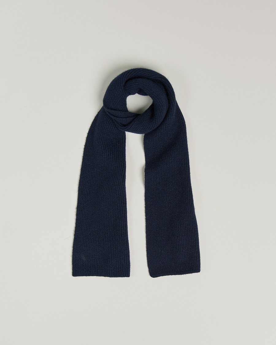 Le Bonnet Lambswool/Caregora Scarf Midnight – Bleu