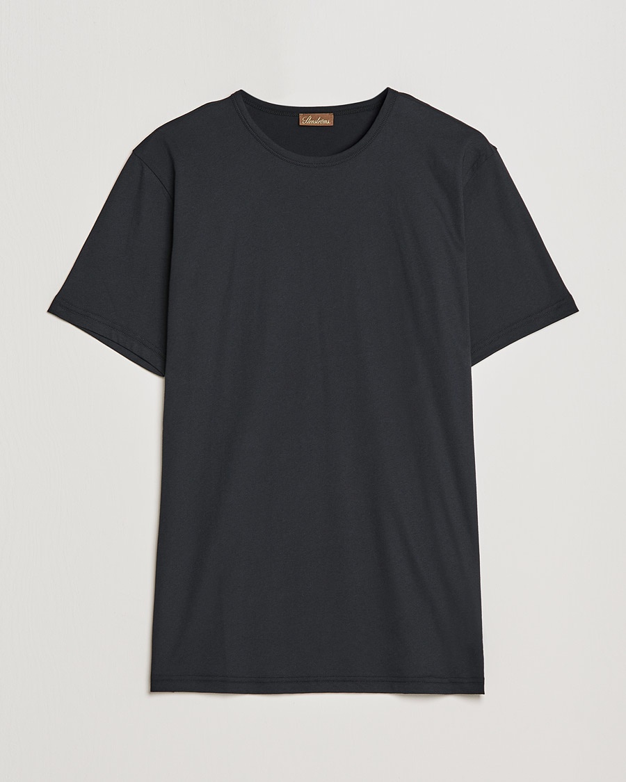 Stenströms Solid Cotton T-Shirt Black – Zwart