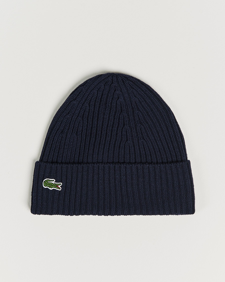 Lacoste Wool Knitted Beanie Navy Blue – Blauw