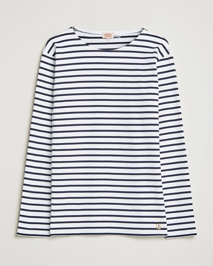 Armor-lux Houat Héritage Stripe Long Sleeve T-Shirt White/Navy – Blauw