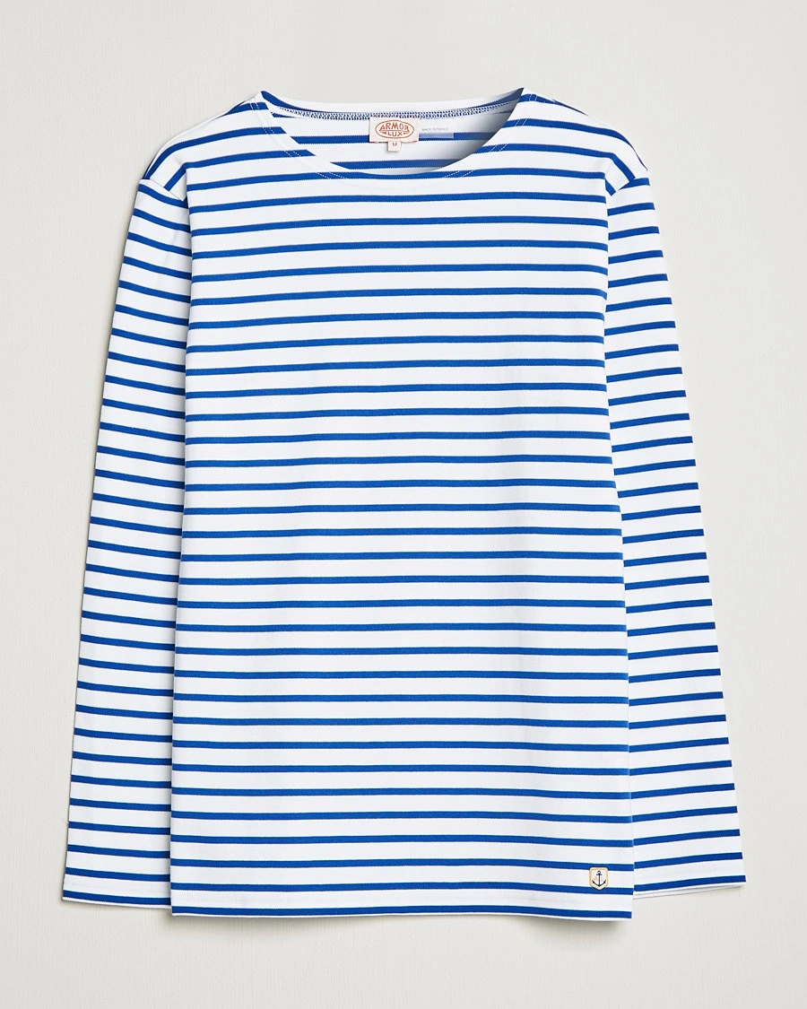 Armor-lux Houat Héritage Stripe Long Sleeve T-Shirt White/Blue – Blauw
