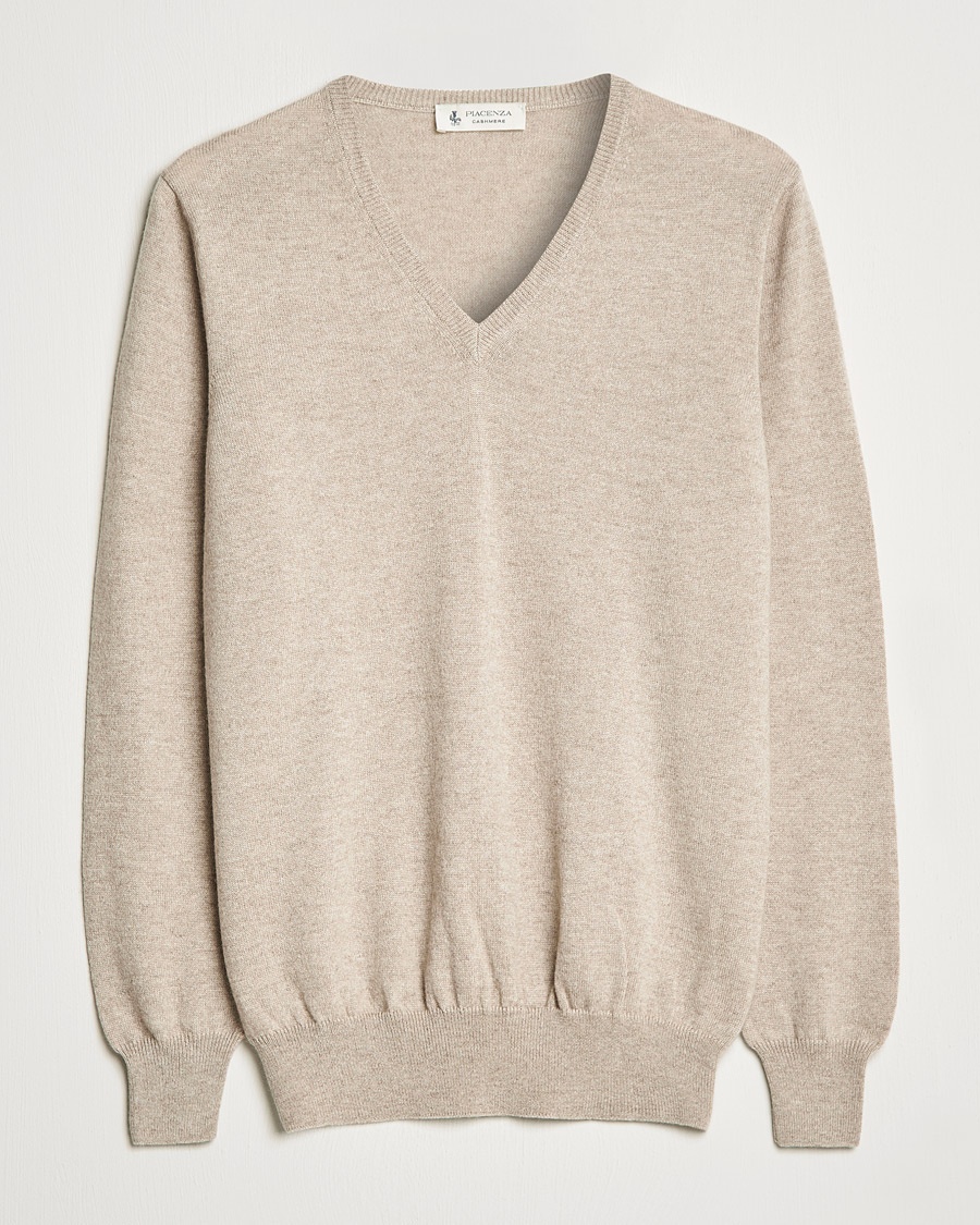 Heren | V-hals truien | Piacenza Cashmere | Cashmere V Neck Sweater Beige