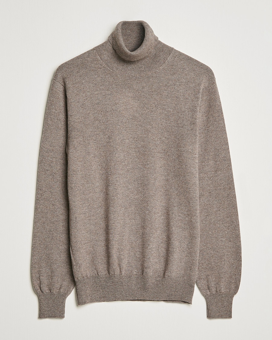 Heren | Coltruien | Piacenza Cashmere | Cashmere Rollneck Sweater Brown