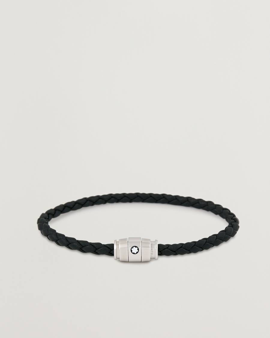 Montblanc Bracelet Steel 3 Rings Leather Black – Zwart