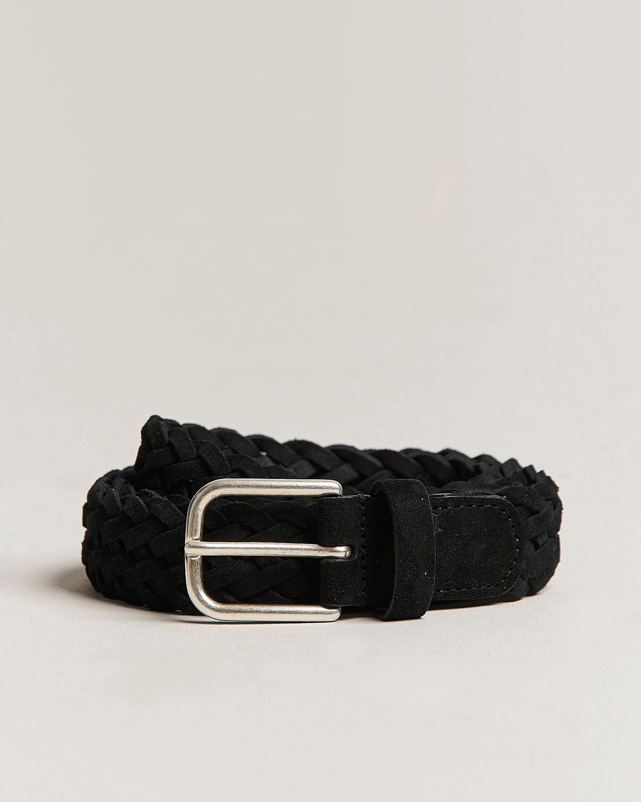Anderson's Woven Suede Belt 3 cm Black – Zwart
