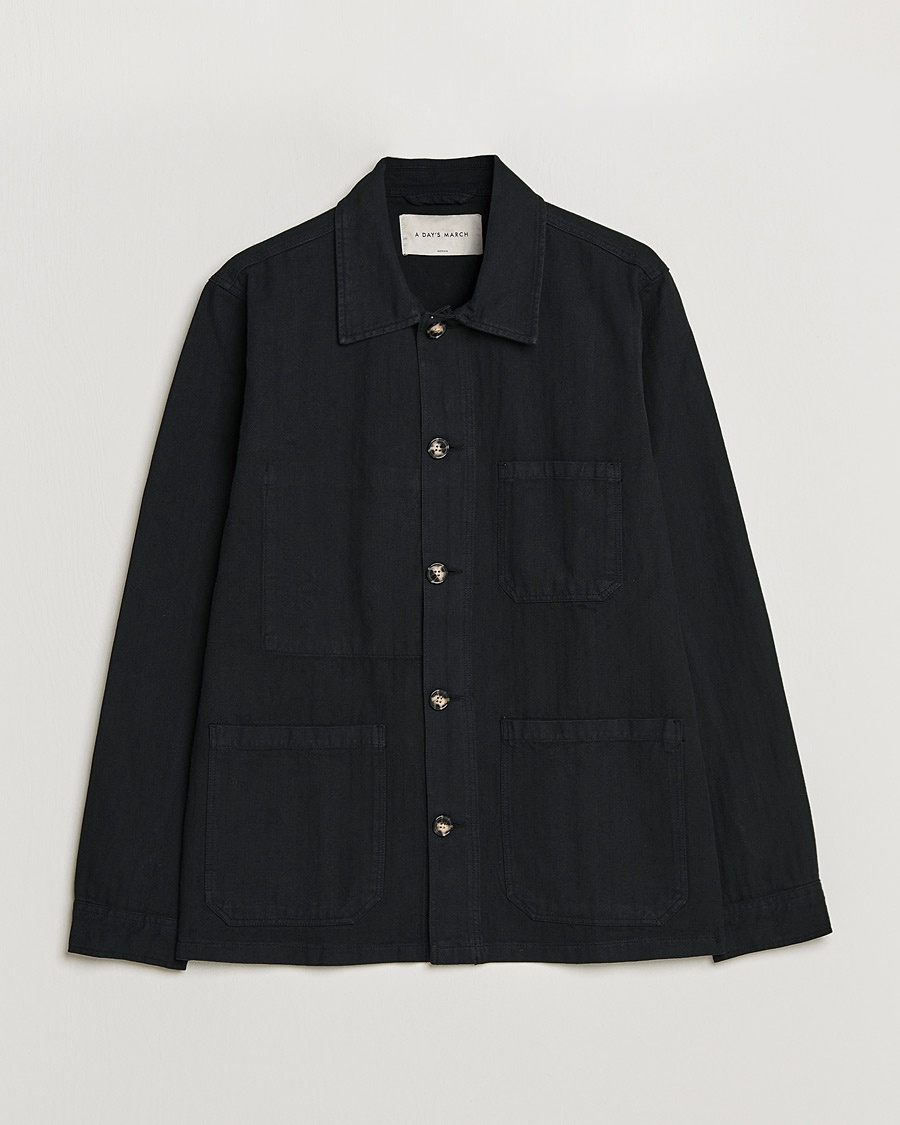 A Day's March Original Herringbone Overshirt Black – Zwart