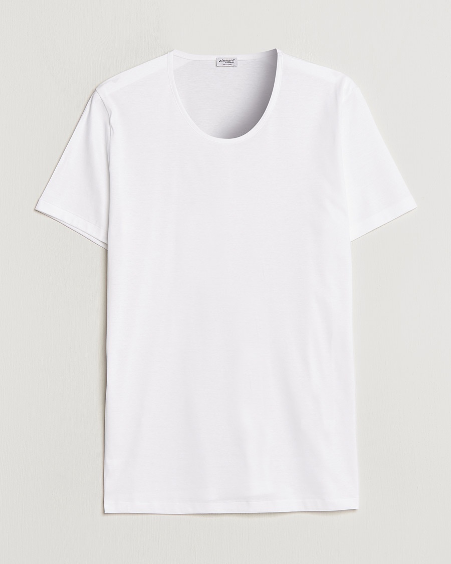 Zimmerli of Switzerland Sea Island Cotton Crew Neck T-Shirt White – Wit