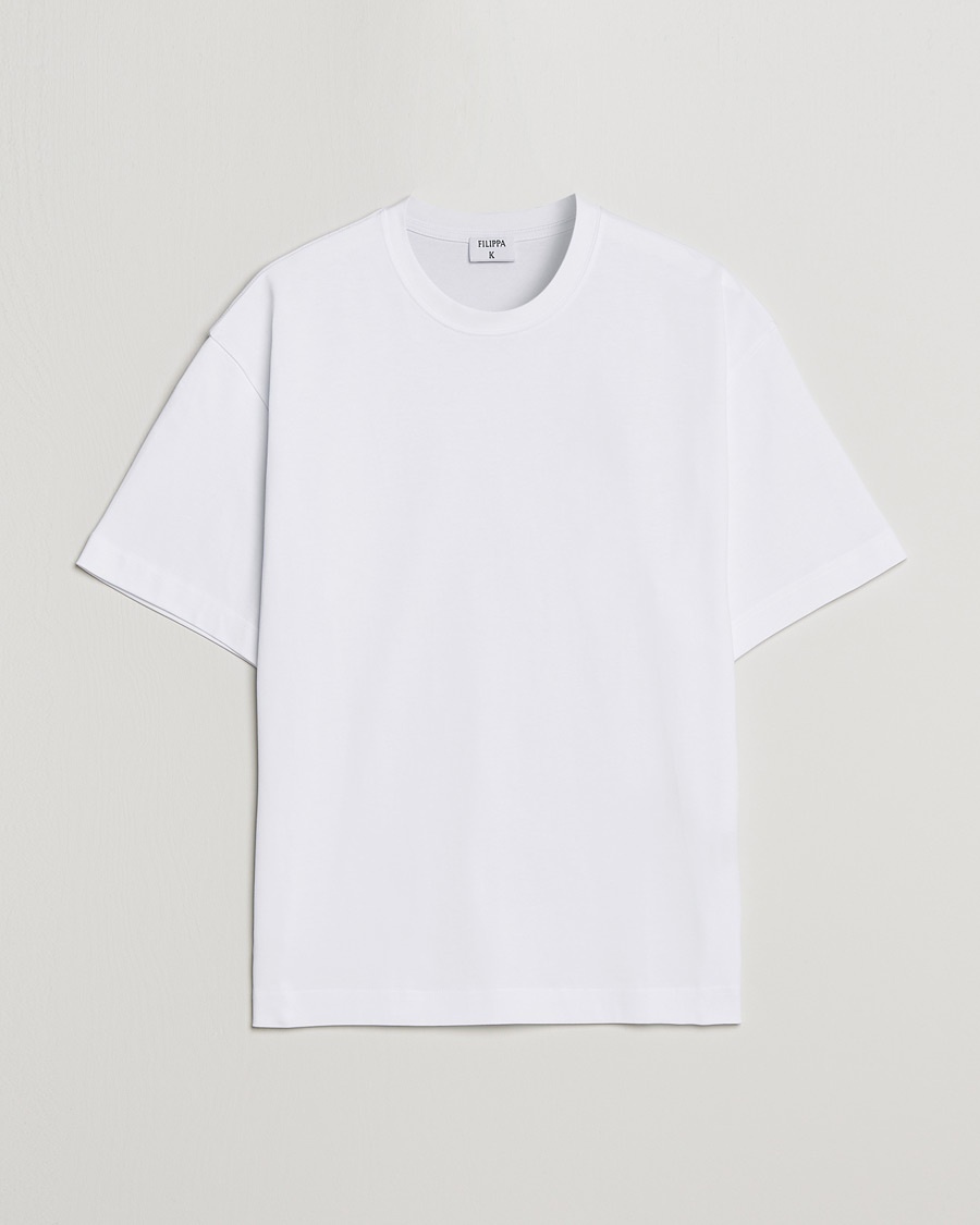 Homme | T-Shirts Blancs | Filippa K | Heavy Cotton Crew Neck T-Shirt White