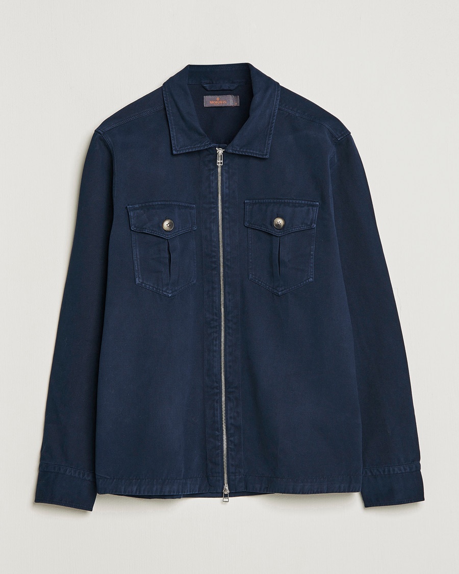 Homme | Morris | Morris | Brayden Zip Overshirt Old Blue