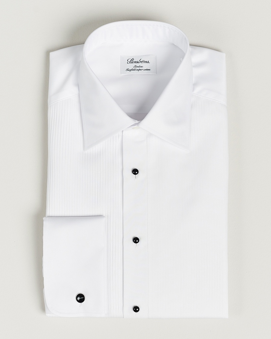 Homme | | Stenströms | Slimline Open Smoking Shirt White
