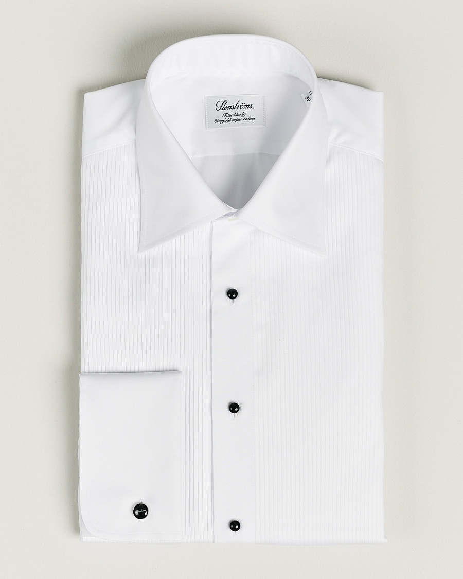 Homme | | Stenströms | Fitted Body Open Smoking Shirt White