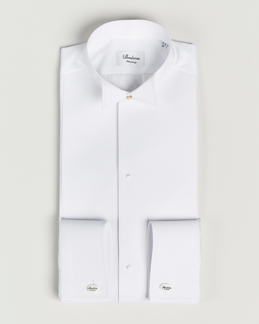 Homme | | Stenströms | Fitted Body Stand Up Collar Evening Shirt White