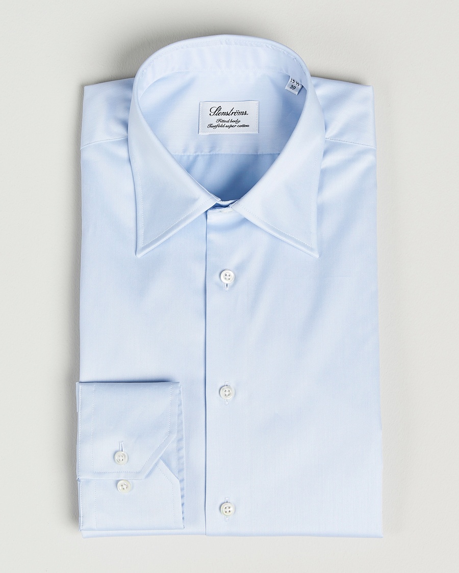 Homme | | Stenströms | Fitted Body Kent Collar Shirt Light Blue