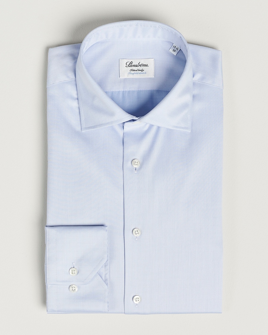 Homme | | Stenströms | Fitted Body Twofold Stretch Shirt Light Blue