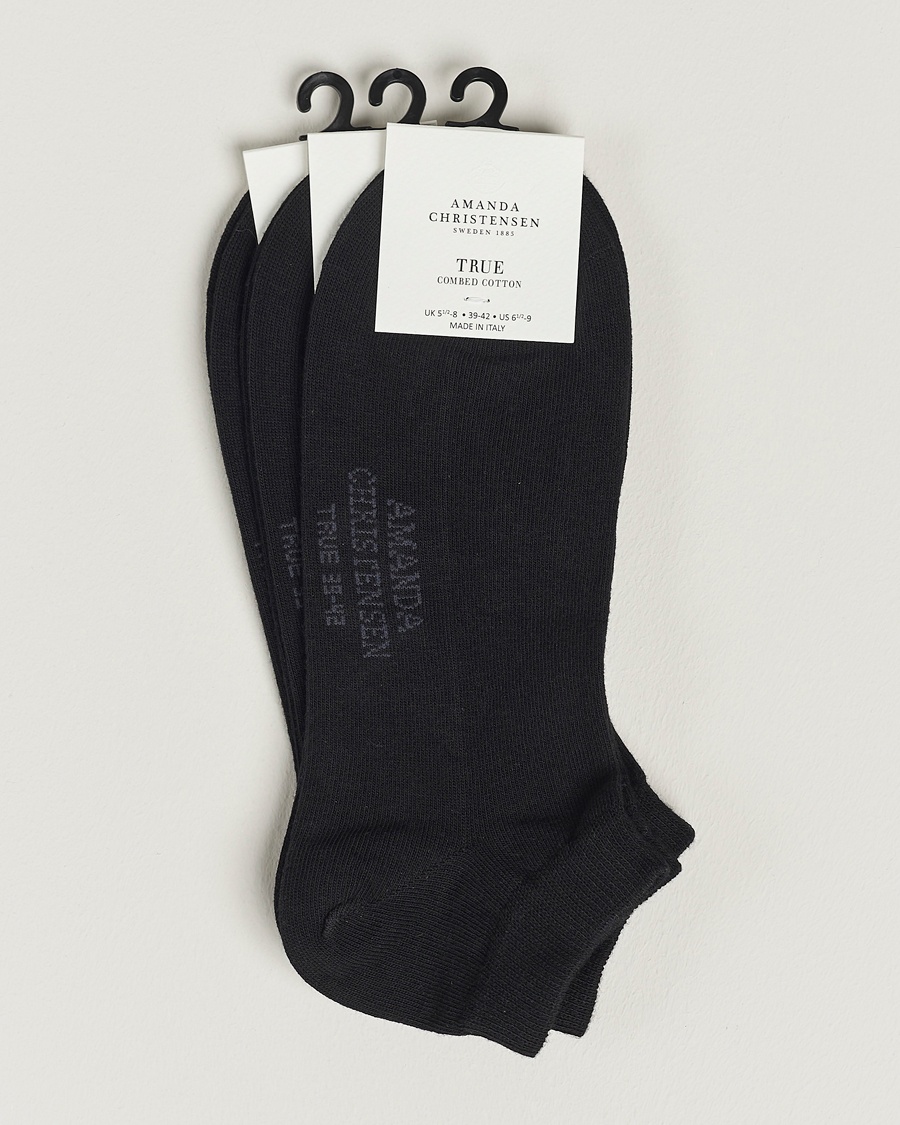 Amanda Christensen 3-Pack True Cotton Sneaker Socks Black – Noir