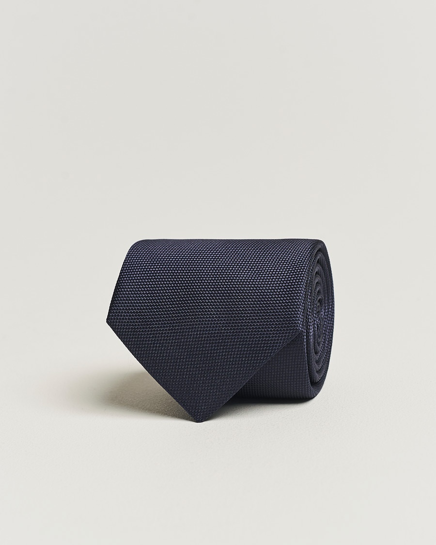 Eton Silk Basket Weave Tie Navy – Blauw